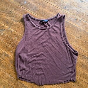SHEIN Chocolate Brown Ribbed Crop Top